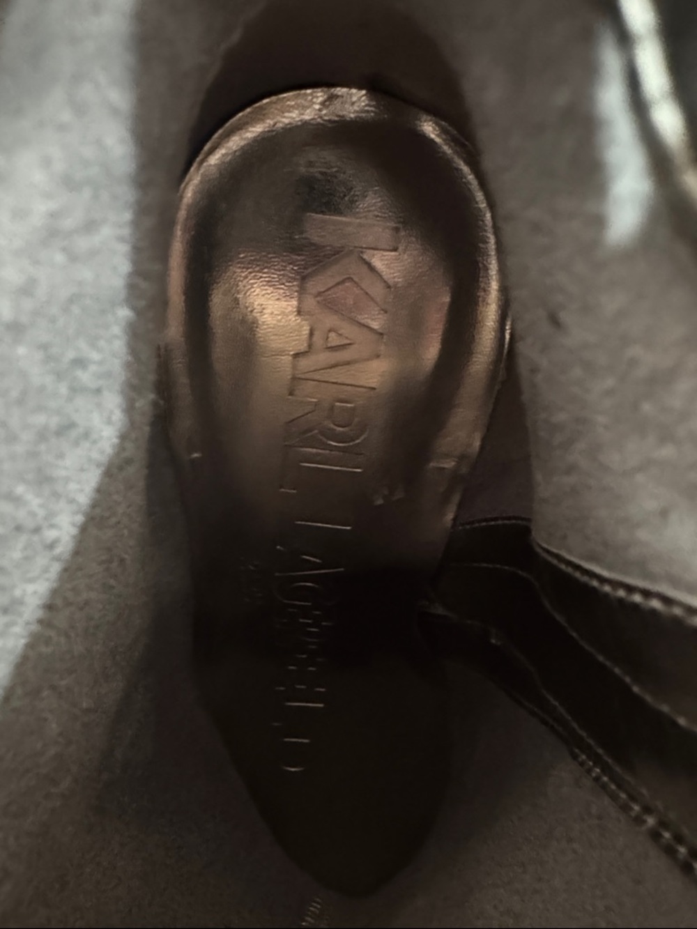 Karl Lagerfeld Silver Pointed Toe Studded Ankle Boots - Picture 5 of 11